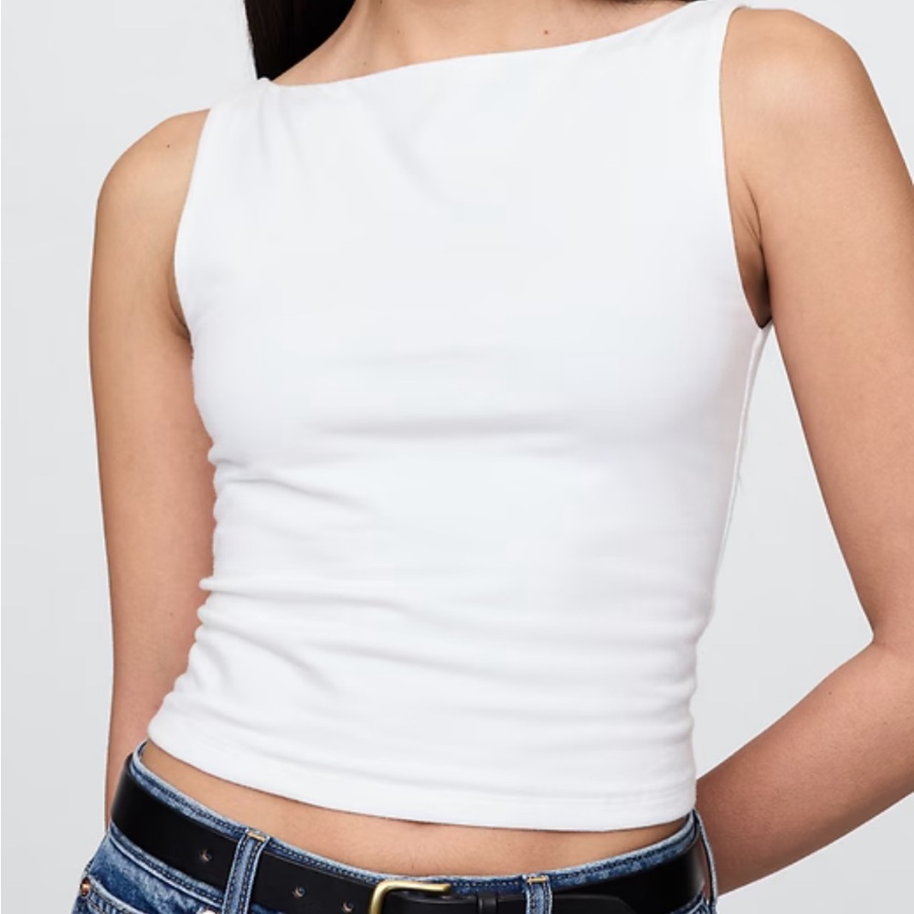 Gap Close Knit Boatneck Tank - medium white